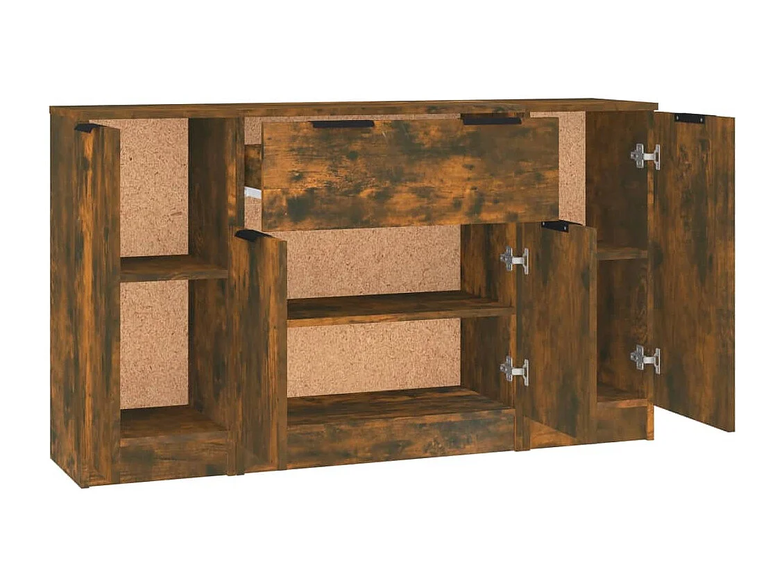 Buffets 3 pcs Chêne fumé Bois d'ingénierie