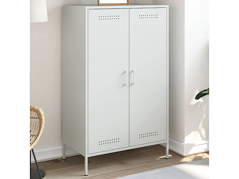 Credenza alta bianca 68x39x113 cm in acciaio
