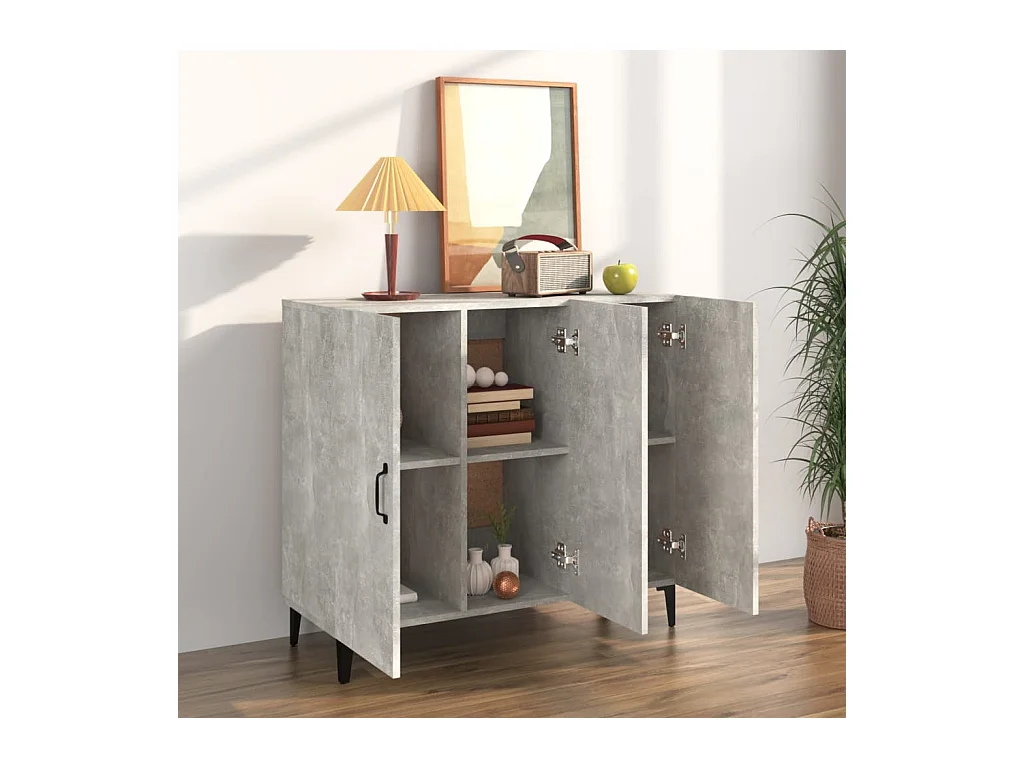 Credenza grigio cemento 90x34x80 cm in legno ingegnerizzato