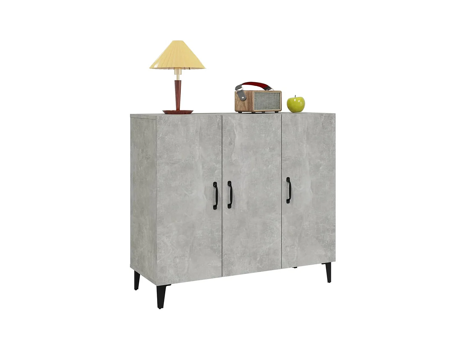 Buffet gris béton 90x34x80 cm bois d'ingénierie