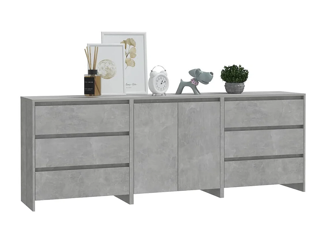Buffets 3 pcs Gris béton Bois d'ingénierie