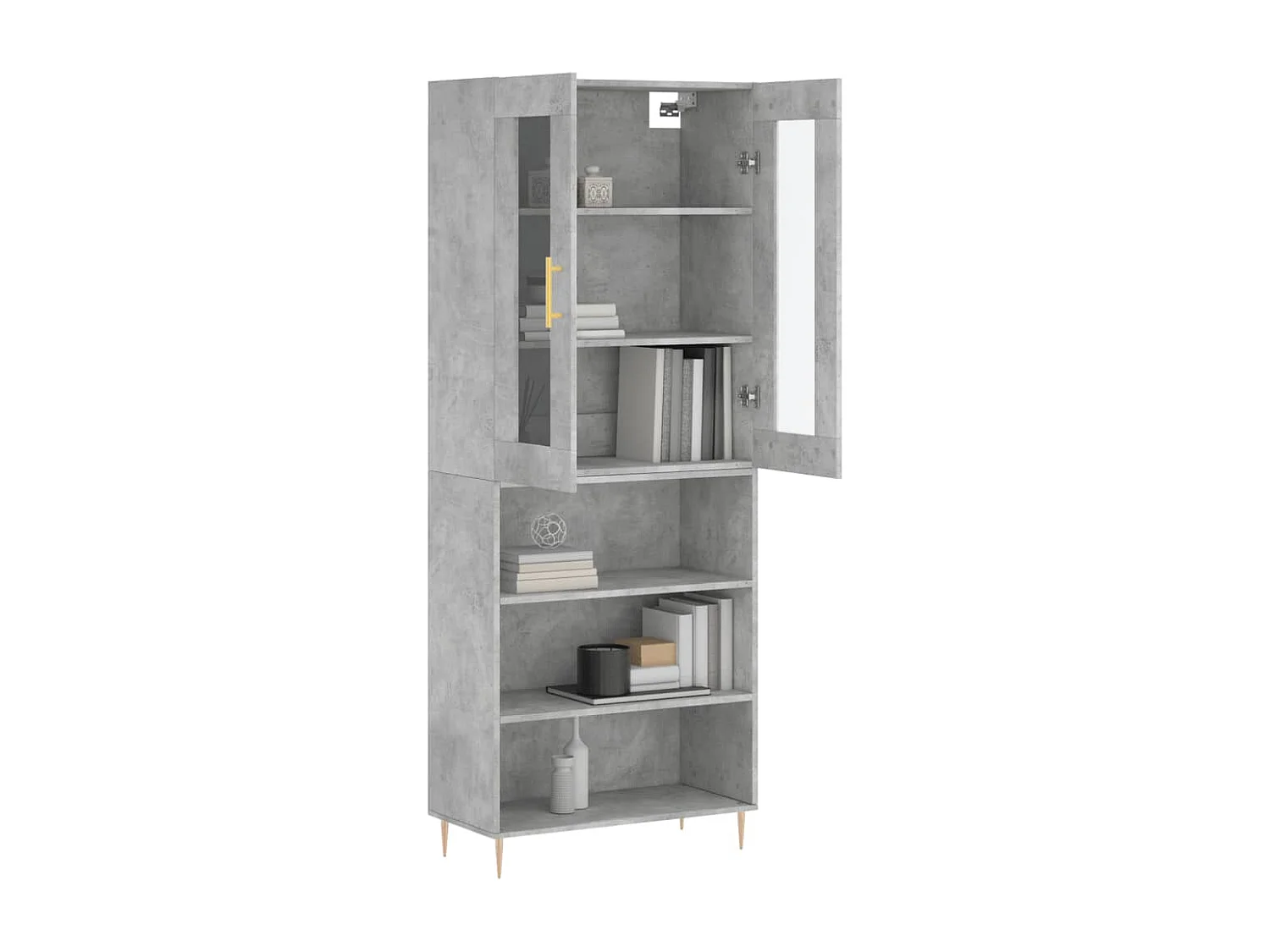Buffet haut Gris béton 69,5x34x180 cm Bois d'ingénierie