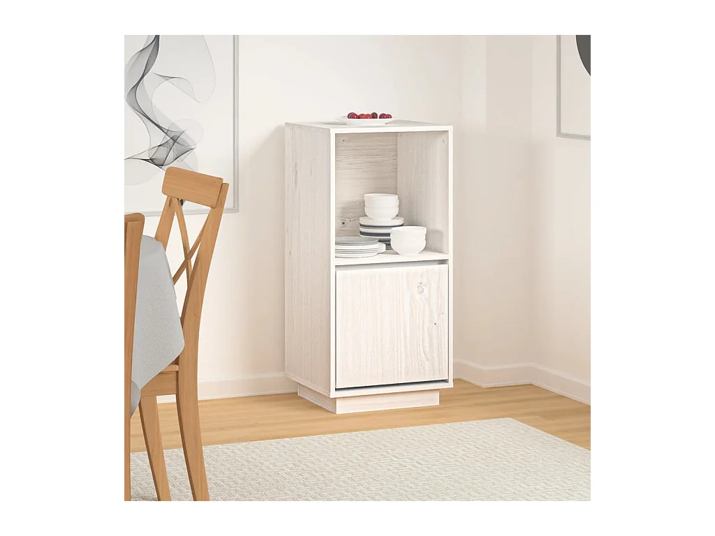 Buffet blanc 38x35x80 cm bois massif de pin