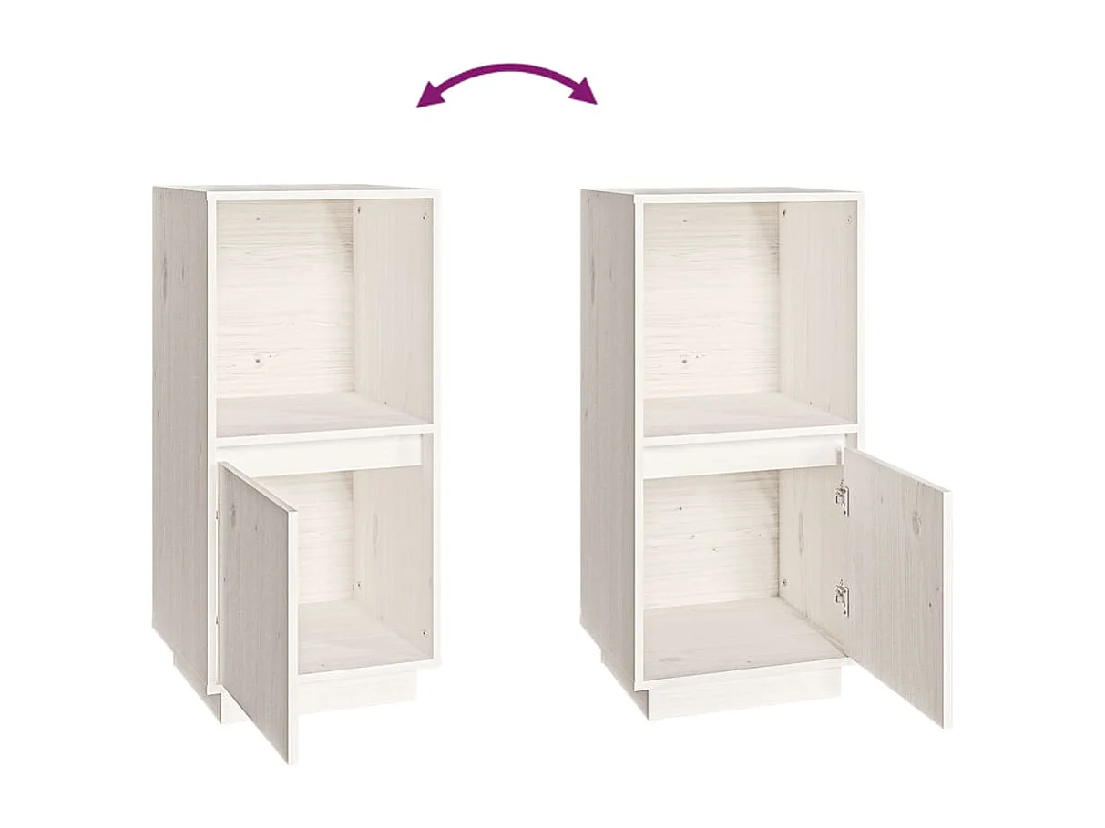 Buffet blanc 38x35x80 cm bois massif de pin