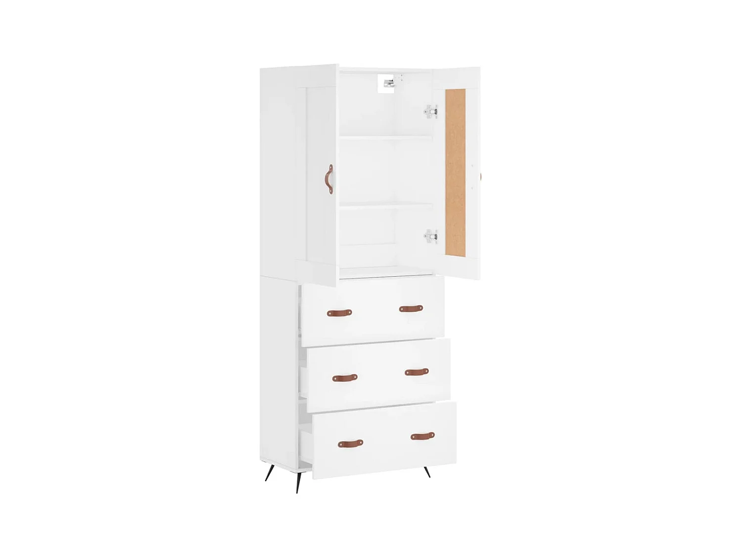 Wit hoog dressoir 69,5x34x180 cm Technisch hout