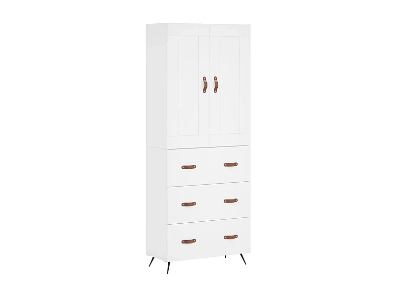 Credenza alta bianca 69,5x34x180 cm Legno ingegnerizzato