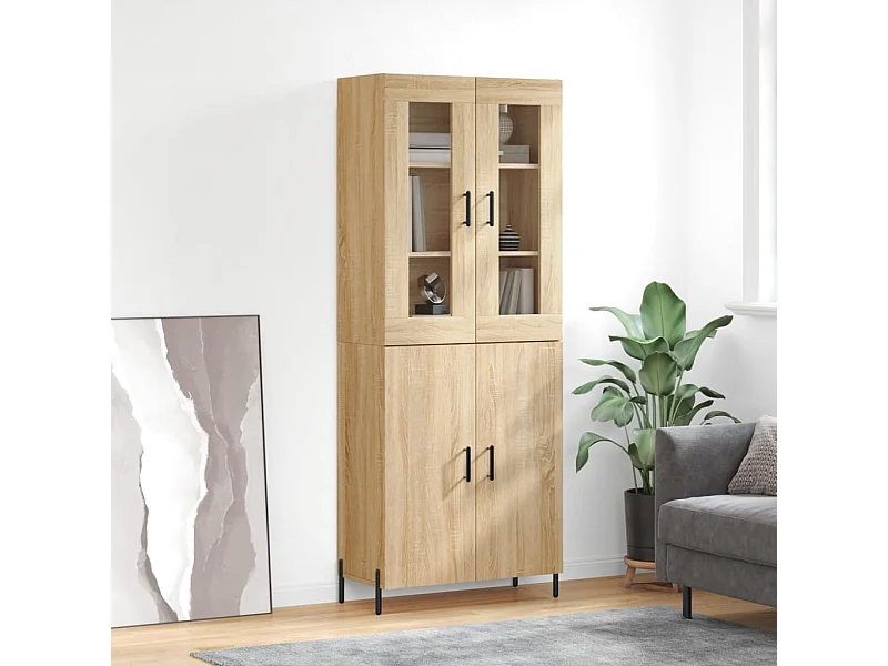 Credenza alta in rovere Sonoma 69,5x34x180 cm Legno ingegnerizzato