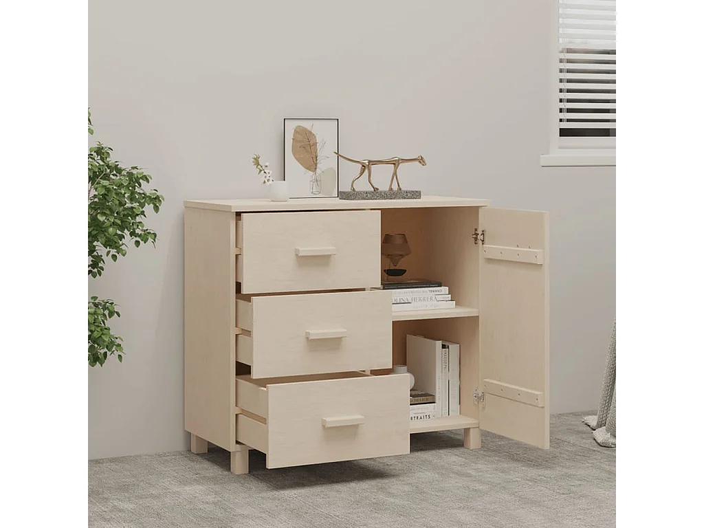 Buffet HAMAR Marron miel 90x40x80 cm Bois massif de pin