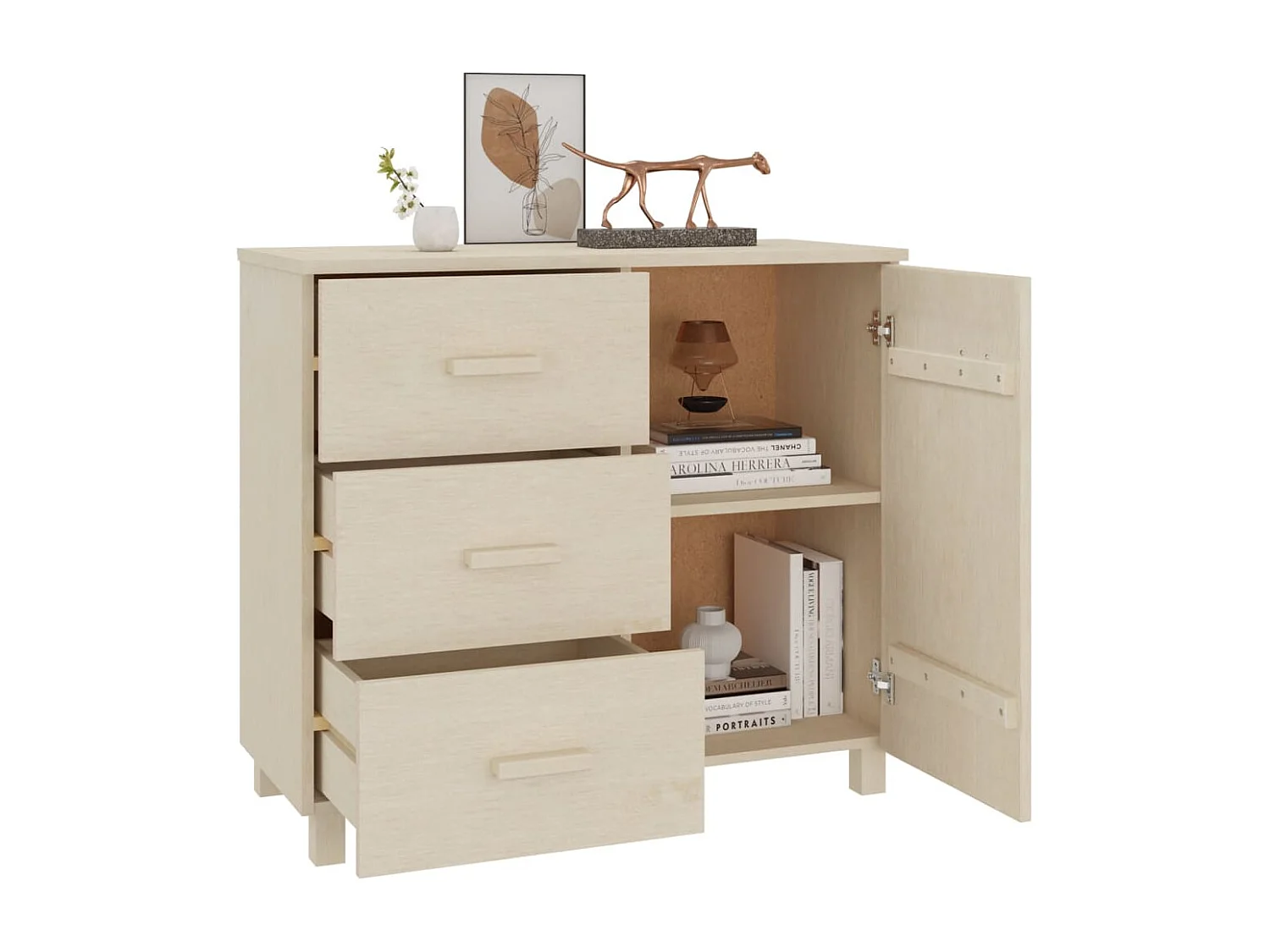 Buffet HAMAR Marron miel 90x40x80 cm Bois massif de pin