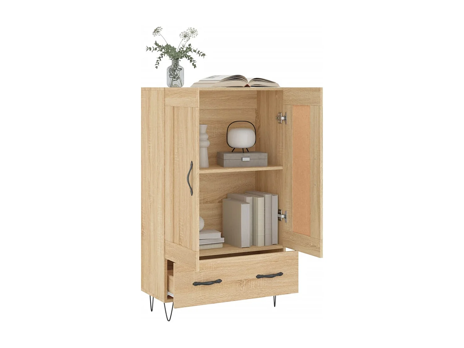 Buffet haut chêne sonoma 69,5x31x115 cm bois d'ingénierie