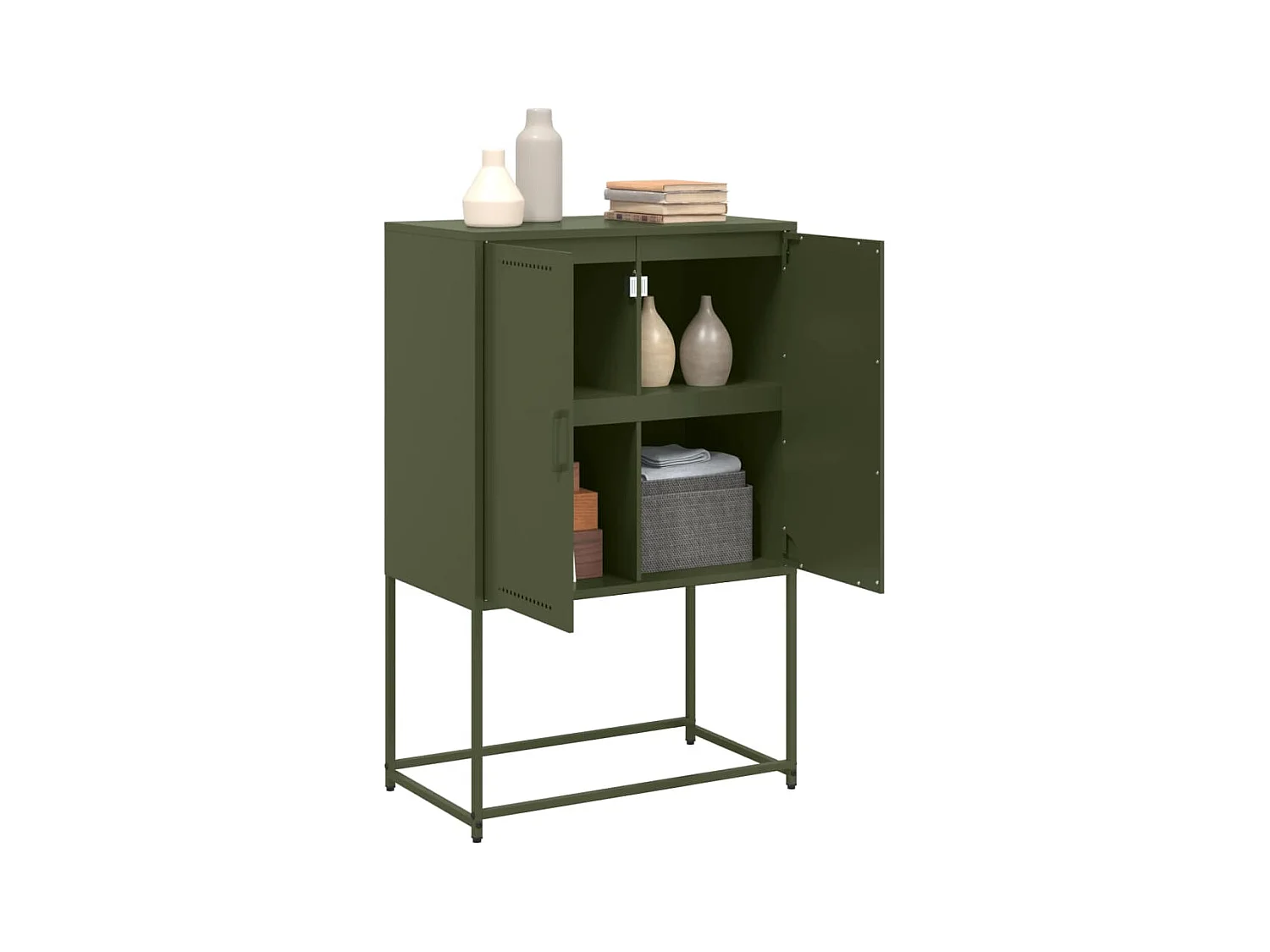 Buffet haut vert olive 68,5x38,5x107 cm acier