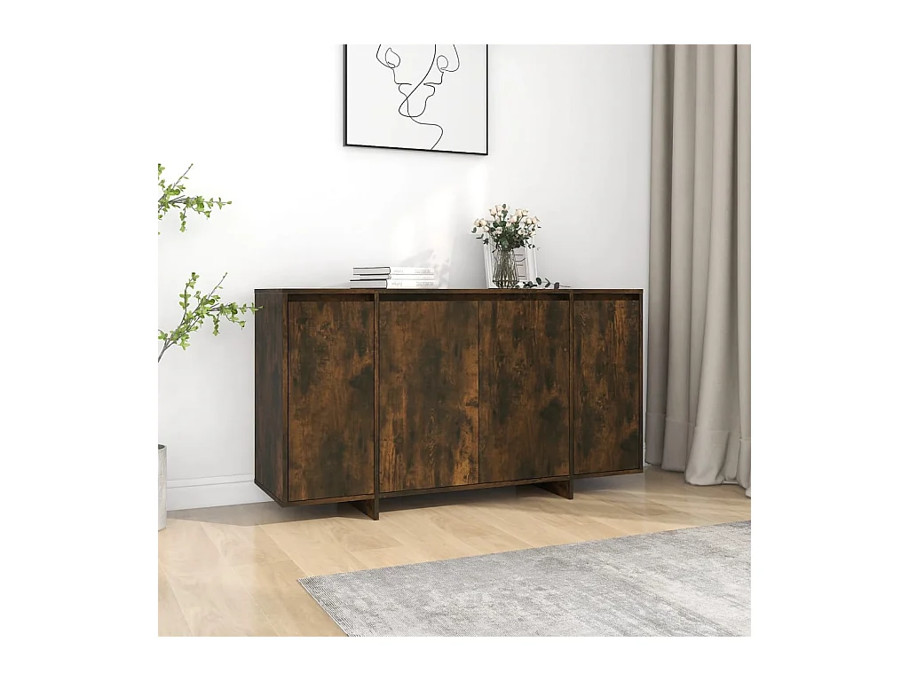 Buffet chêne fumé 135x41x75 cm bois d'ingénierie