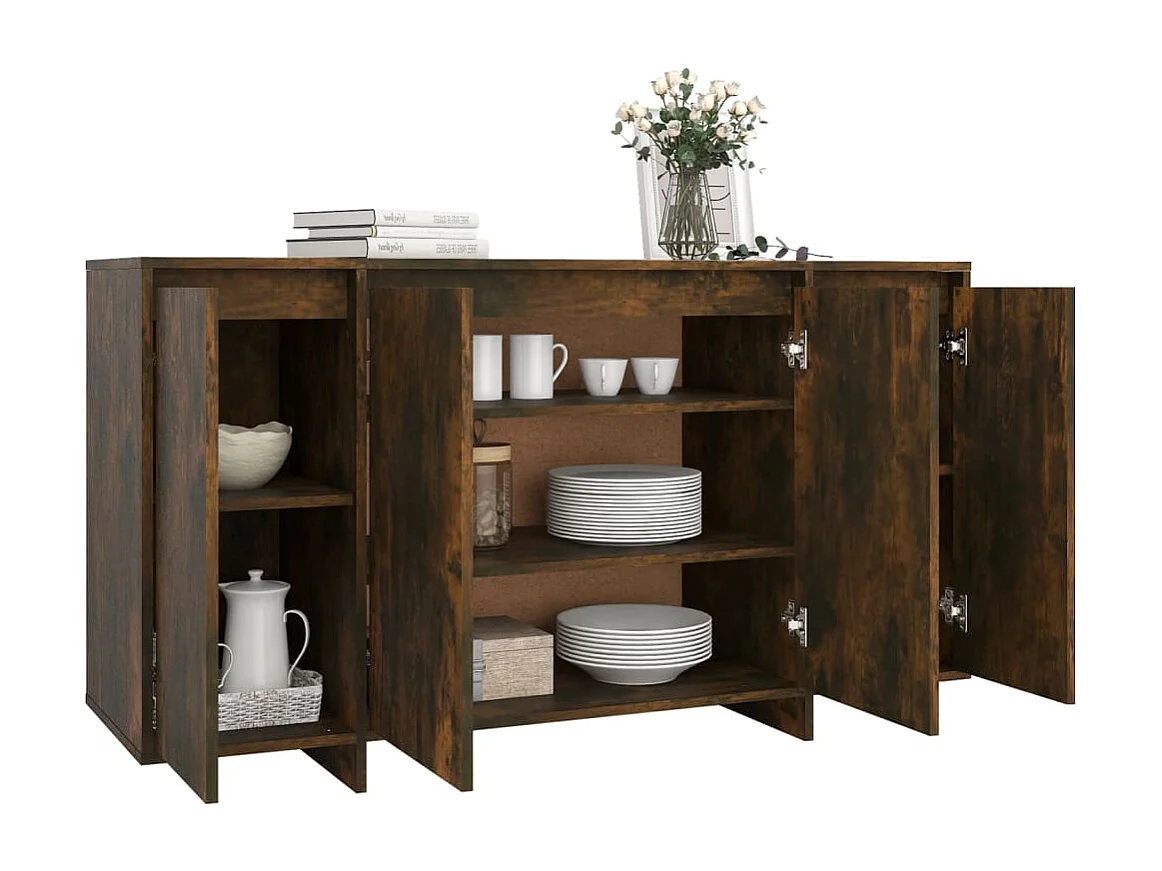 Buffet chêne fumé 135x41x75 cm bois d'ingénierie