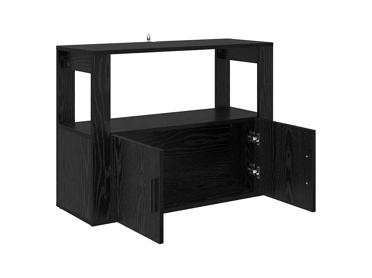 Zwarte eikenhouten dressoir 80 x 30 x 60 cm, bewerkt hout