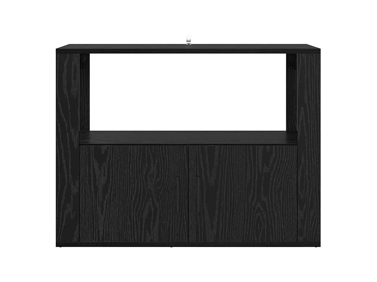 Zwarte eikenhouten dressoir 80 x 30 x 60 cm, bewerkt hout