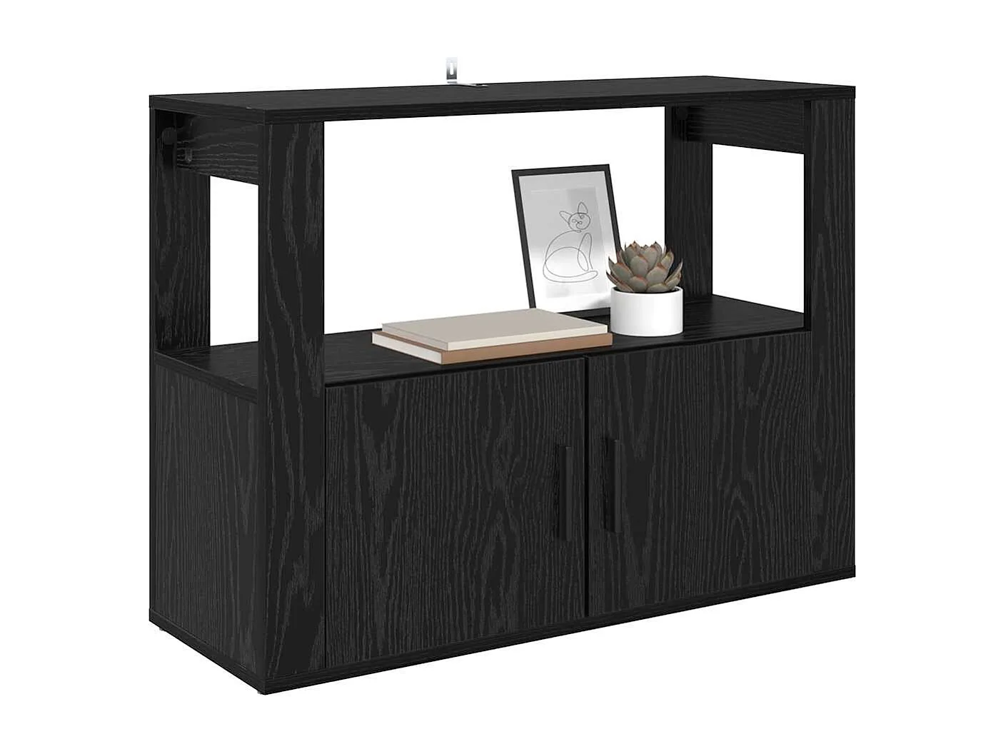 Buffet Chêne noir 80 x 30 x 60 cm Bois d'ingénierie