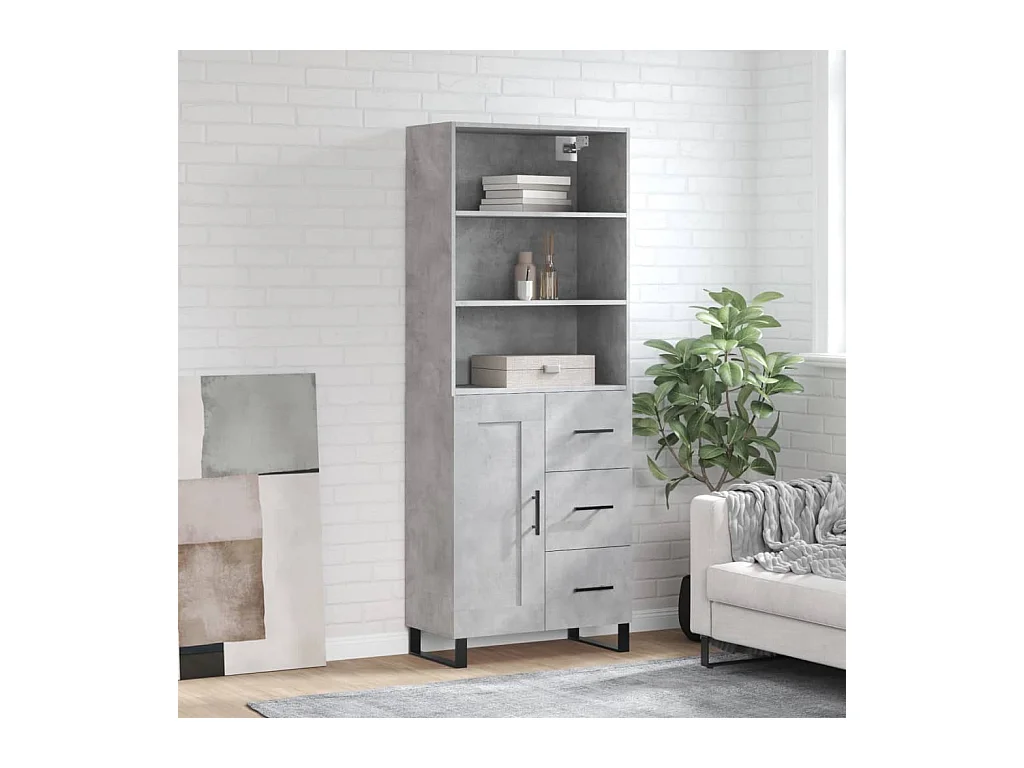 Hoge dressoir Betongrijs 69,5x34x180 cm Technisch hout