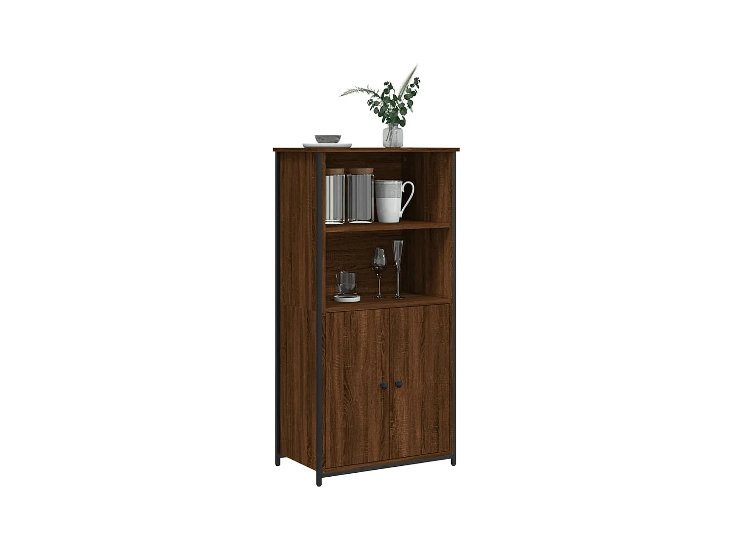 Buffet haut chêne marron 62x36x121,5 cm bois d'ingénierie