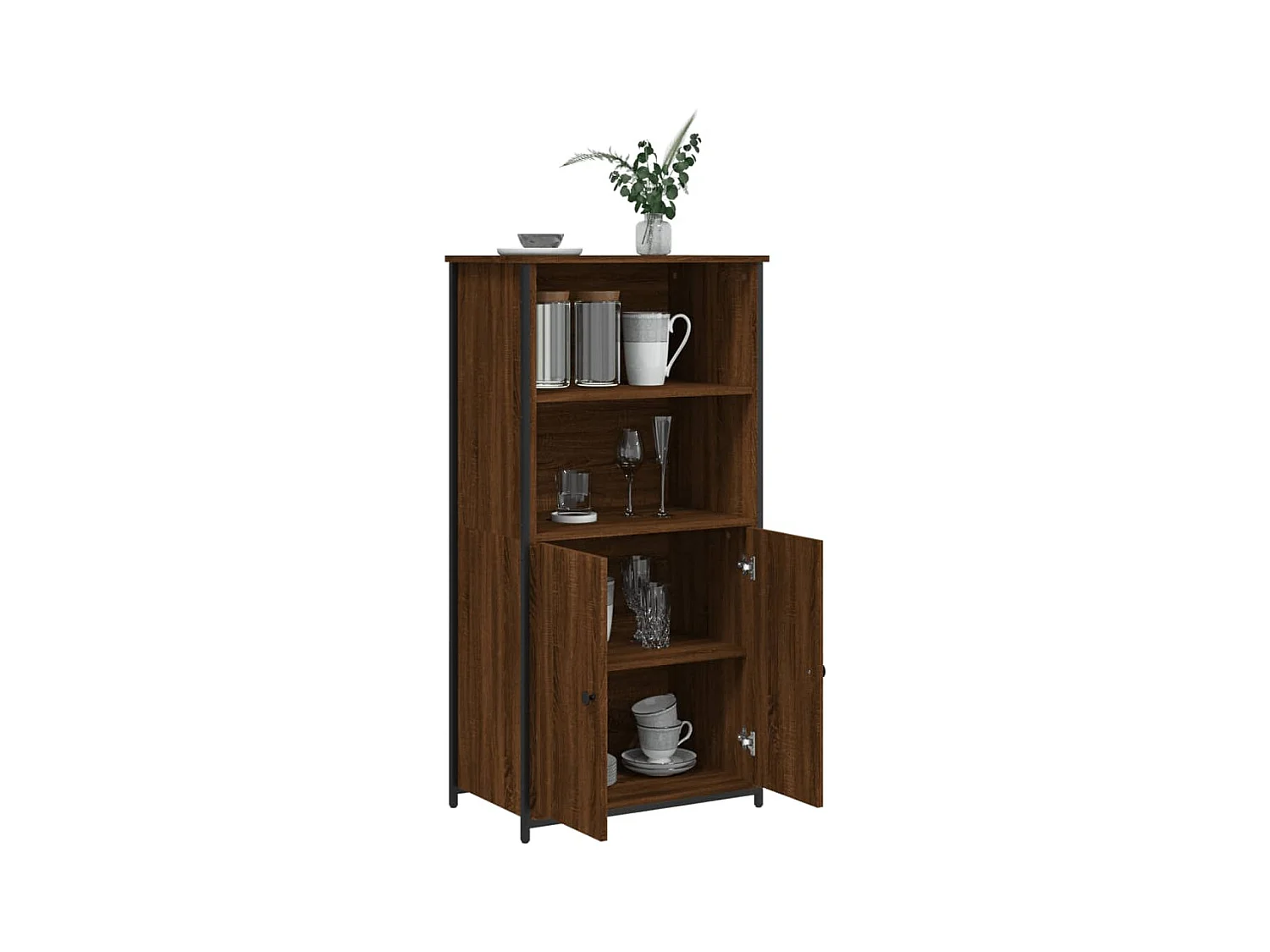 Buffet haut chêne marron 62x36x121,5 cm bois d'ingénierie