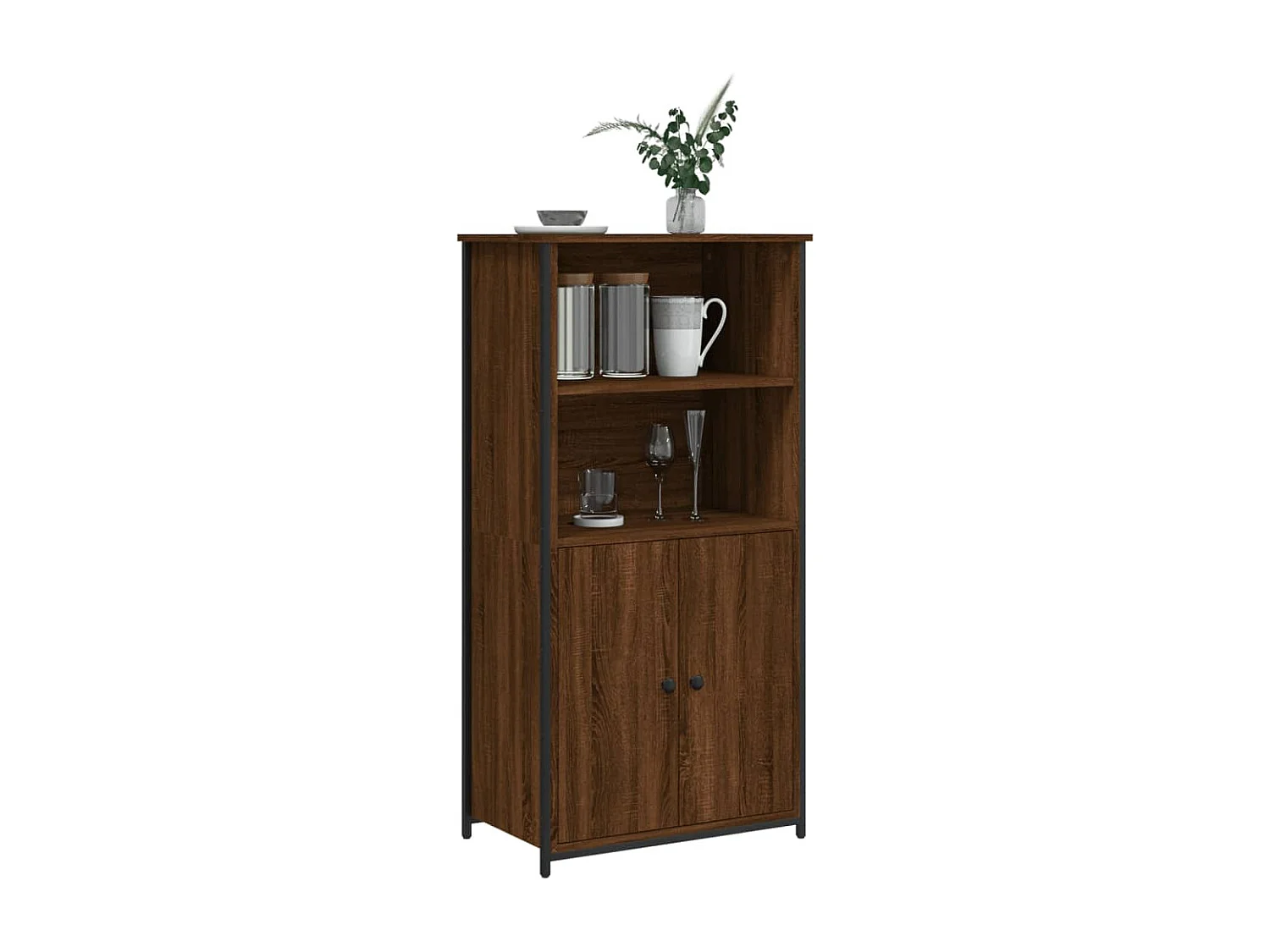 Buffet haut chêne marron 62x36x121,5 cm bois d'ingénierie