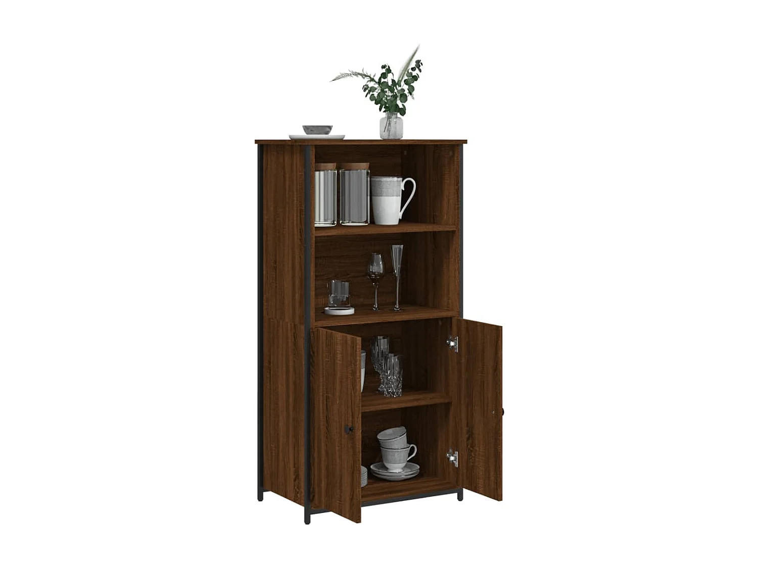 Buffet haut chêne marron 62x36x121,5 cm bois d'ingénierie