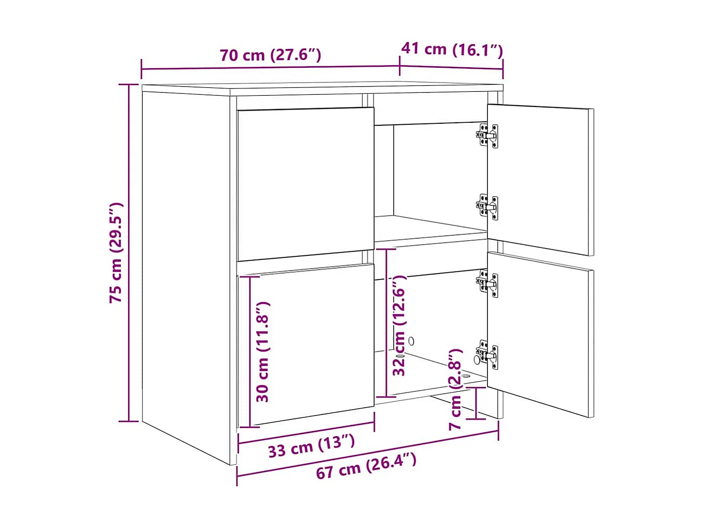 Buffets 2 pcs Chêne noir 70 x 41 x 75 cm Bois d'ingénierie