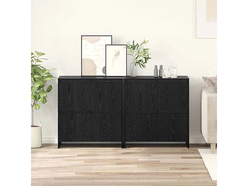 Buffets 2 pcs Chêne noir 70 x 41 x 75 cm Bois d'ingénierie