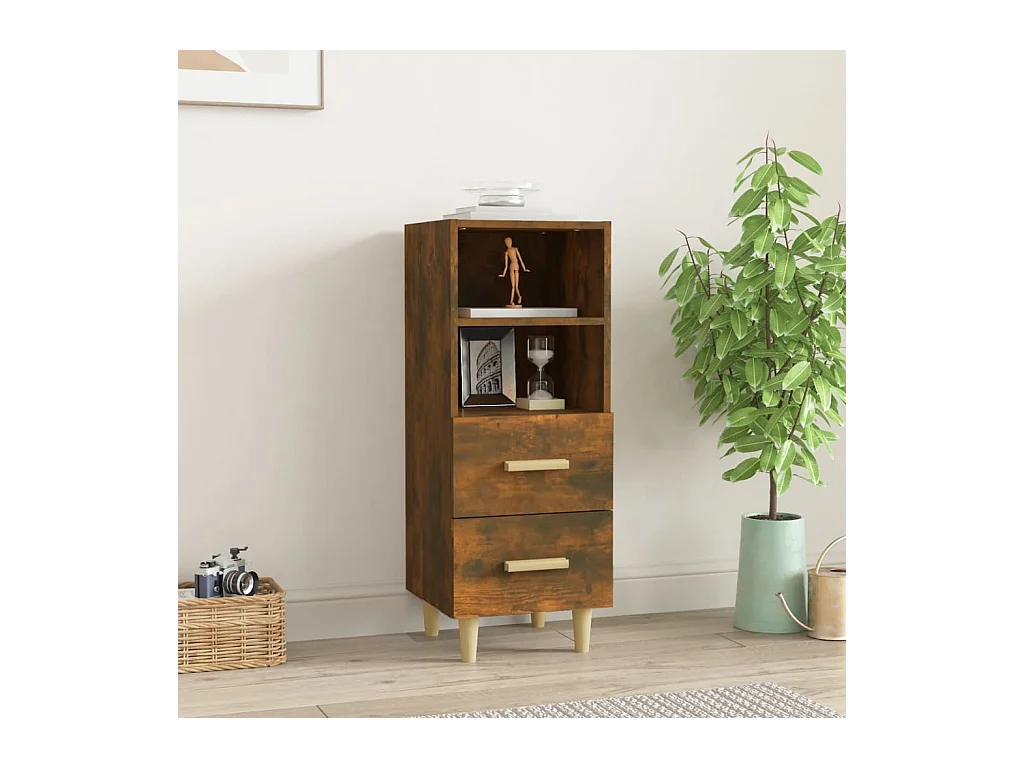 Credenza in rovere affumicato 34,5x34x90 cm in legno ingegnerizzato