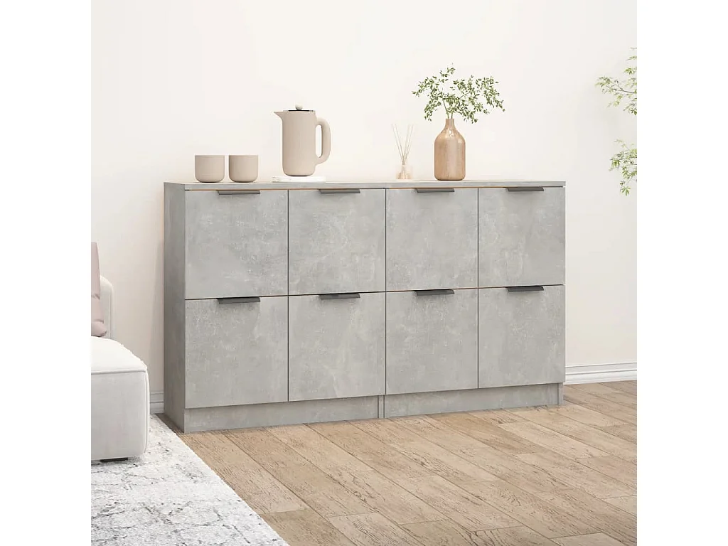 Credenze 2 pz Grigio Cemento 60x30x70 cm Legno ingegnerizzato