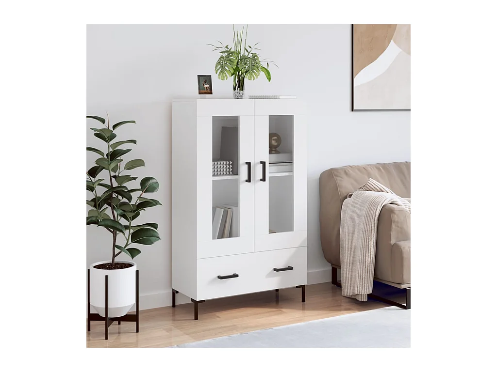 Wit hoog dressoir 69,5x31x115 cm bewerkt hout