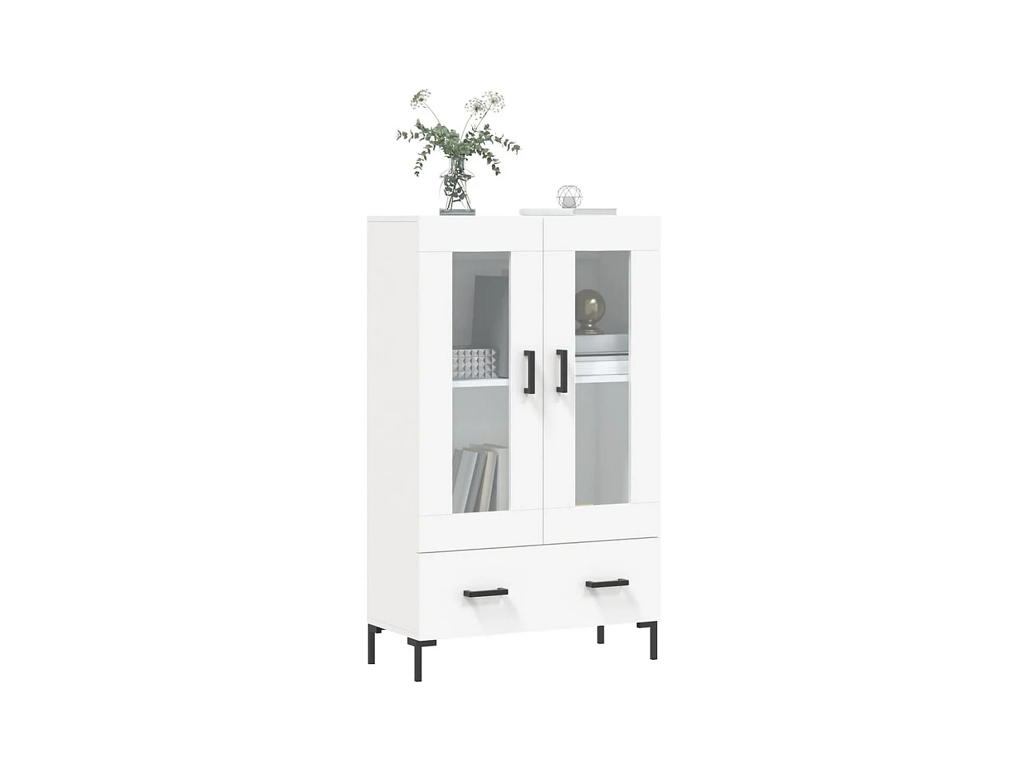 Wit hoog dressoir 69,5x31x115 cm bewerkt hout