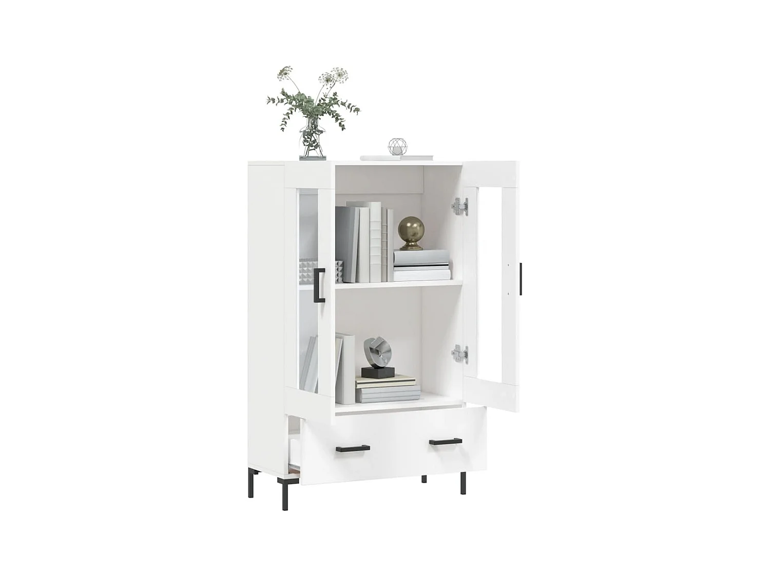 Wit hoog dressoir 69,5x31x115 cm bewerkt hout