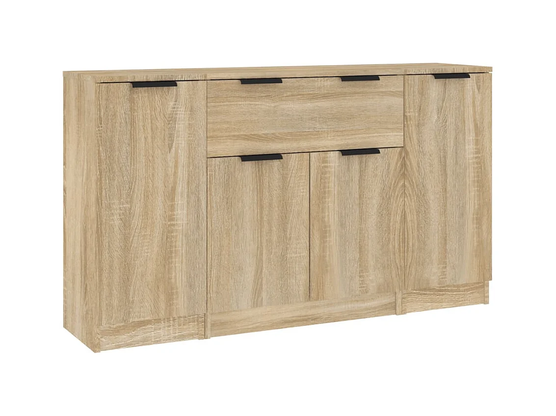 Buffets 3 pcs Chêne sonoma Bois d'ingénierie
