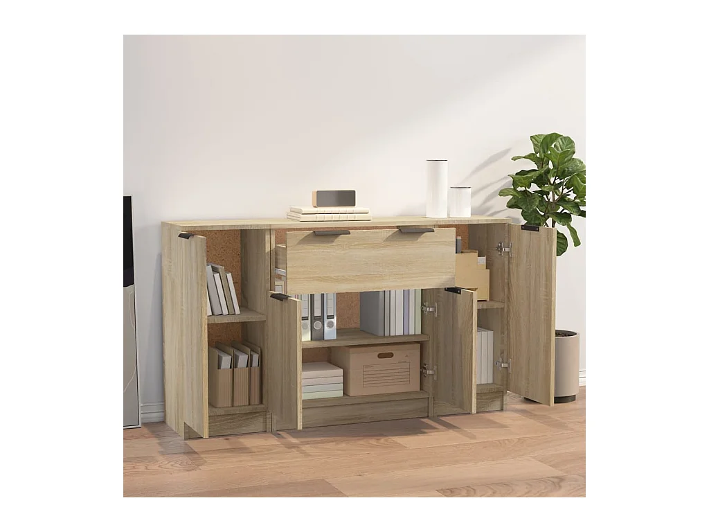 Buffets 3 pcs Chêne sonoma Bois d'ingénierie