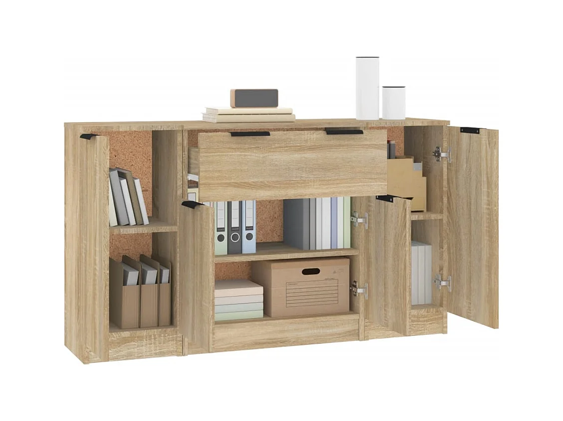 Buffets 3 pcs Chêne sonoma Bois d'ingénierie