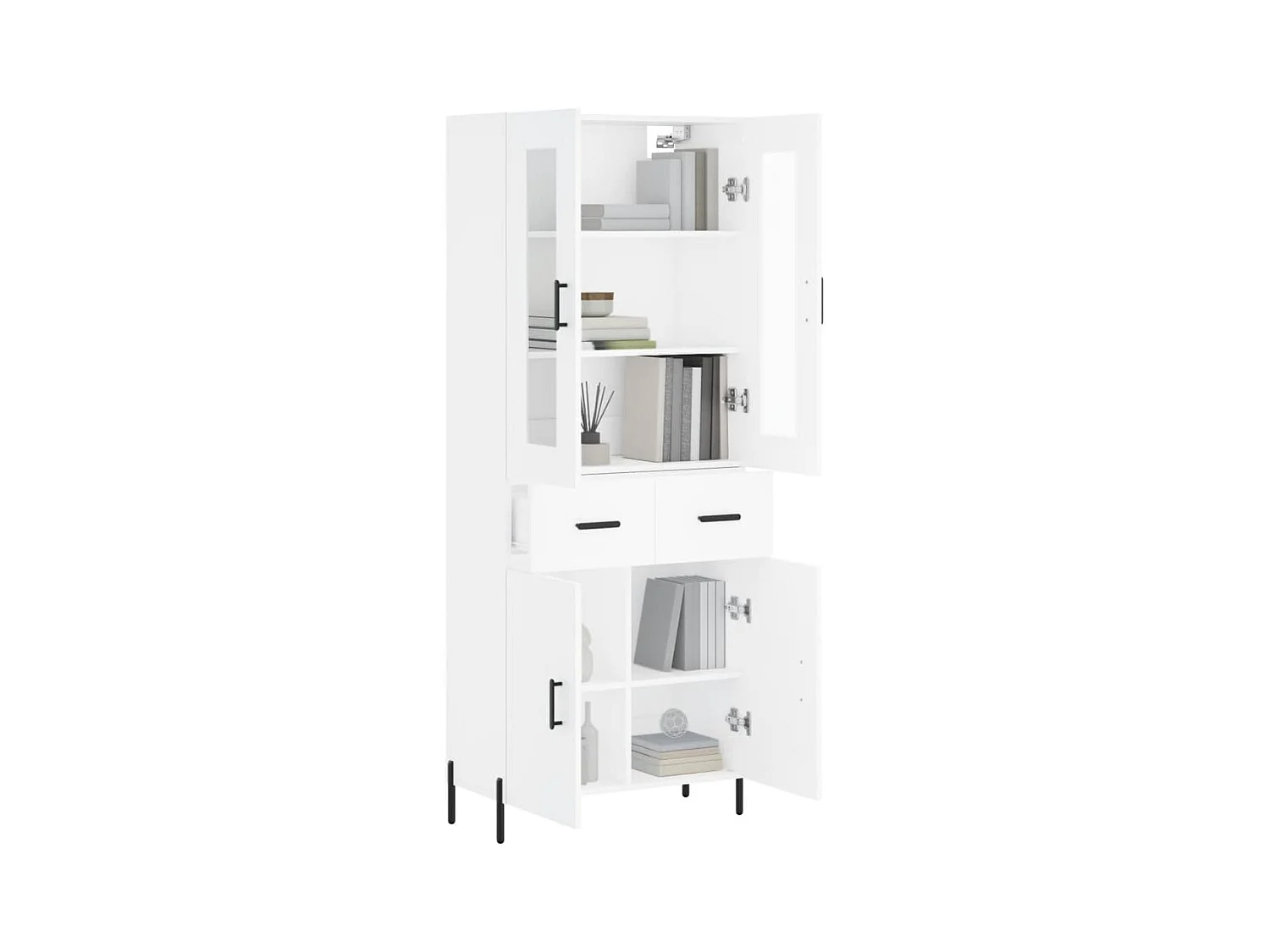 Buffet haut Blanc 69,5x34x180 cm Bois d'ingénierie