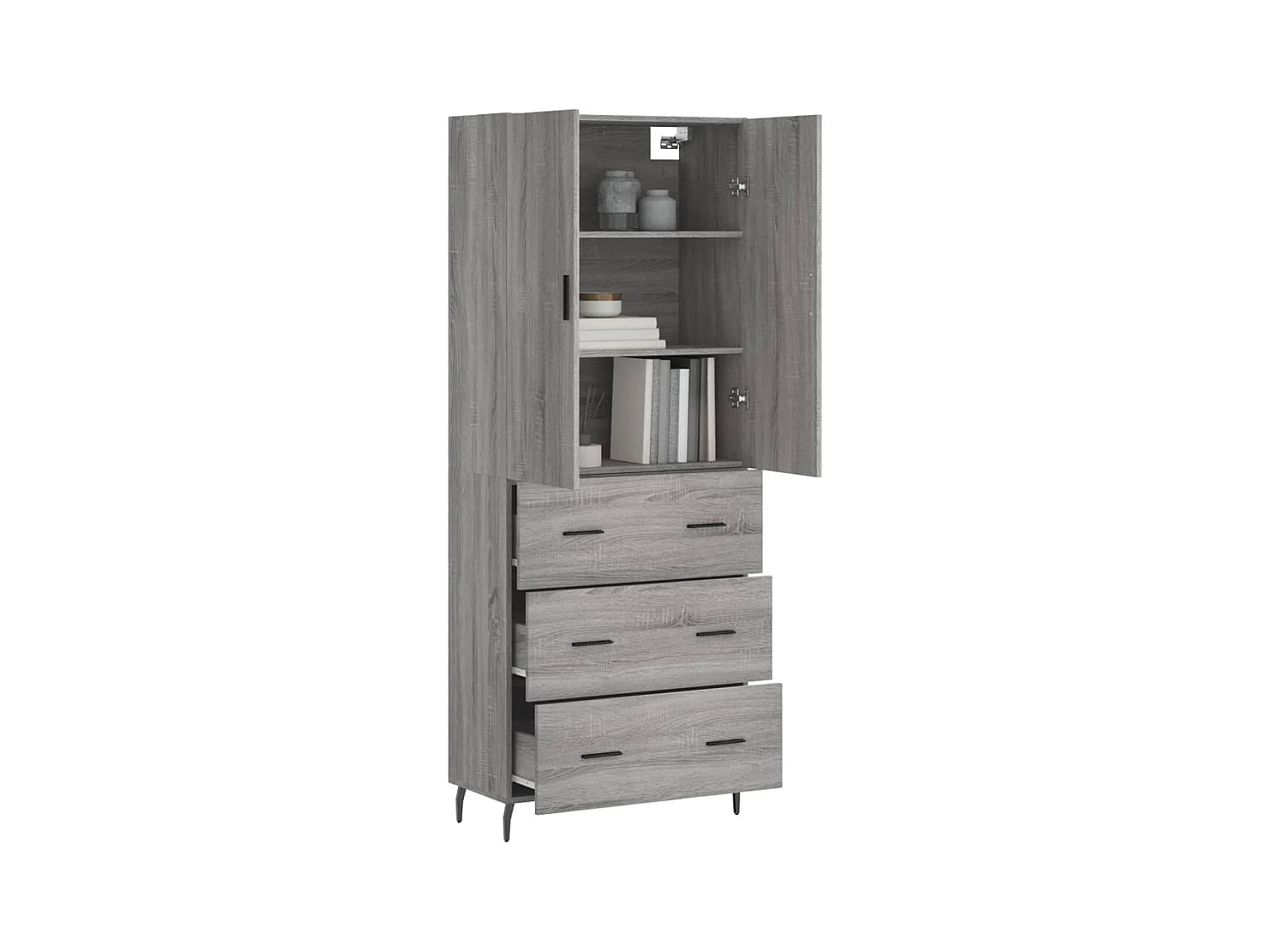 Buffet haut Sonoma gris 69,5x34x180 cm Bois d'ingénierie