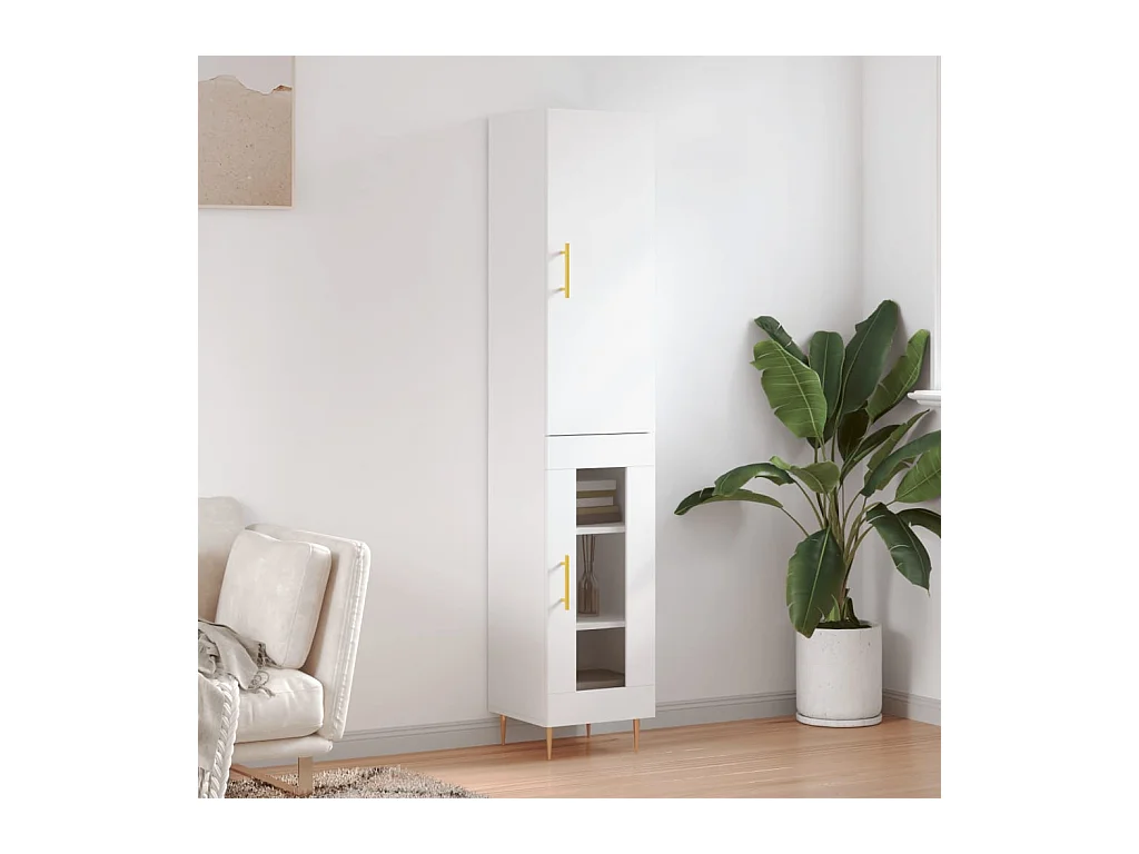 Wit hoog dressoir 34,5x34x180 cm Technisch hout