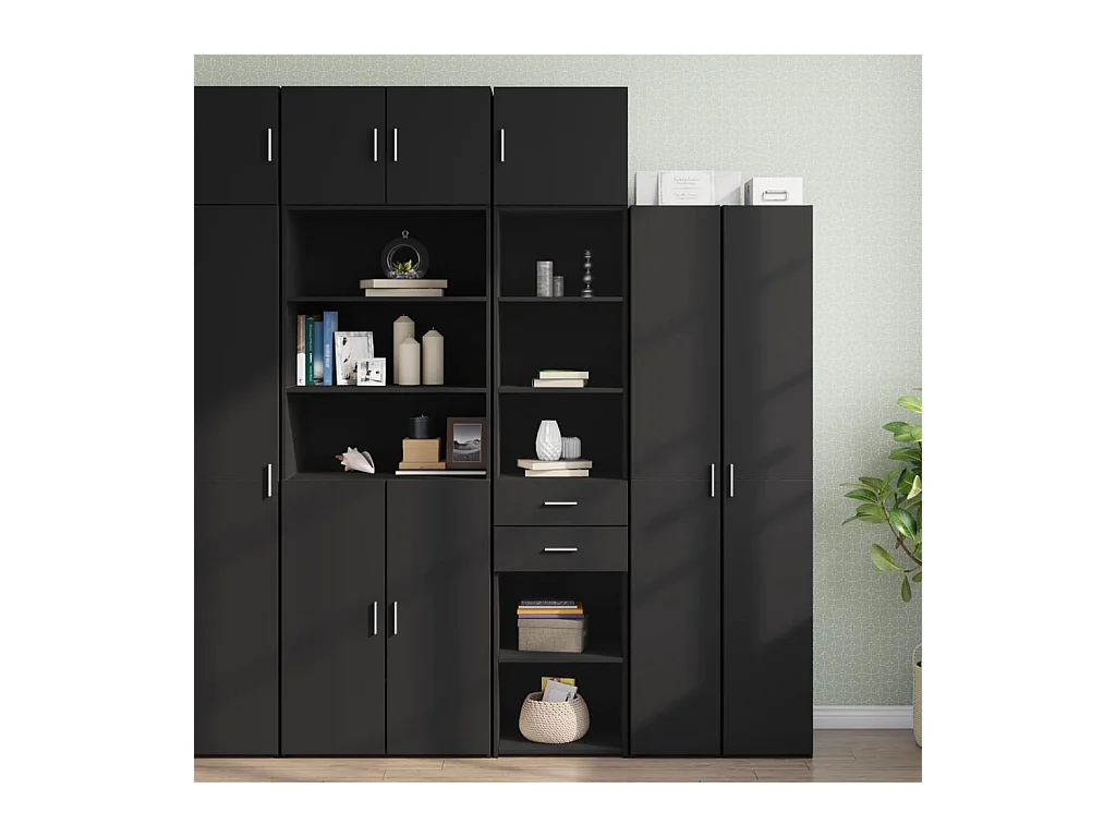 Armoire de rangement mince noir 45x42,5x225cm bois d'ingénierie