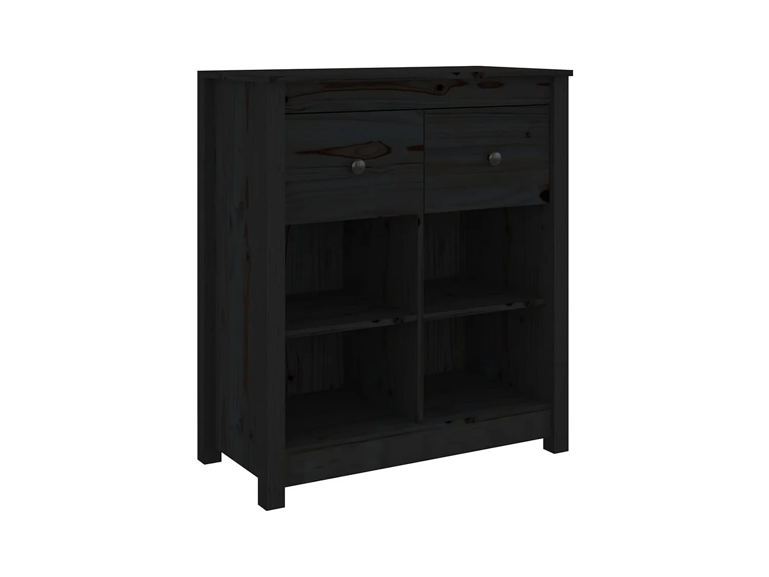 Buffet Noir 70x35x80 cm Bois massif de pin