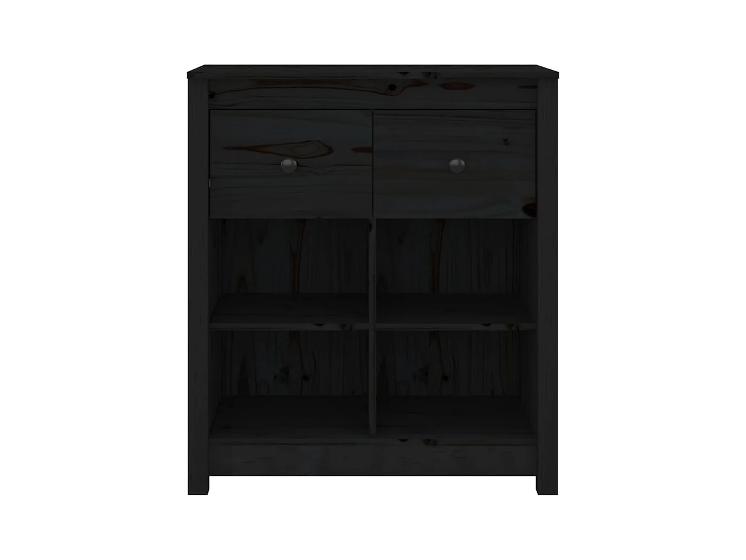 Buffet Noir 70x35x80 cm Bois massif de pin