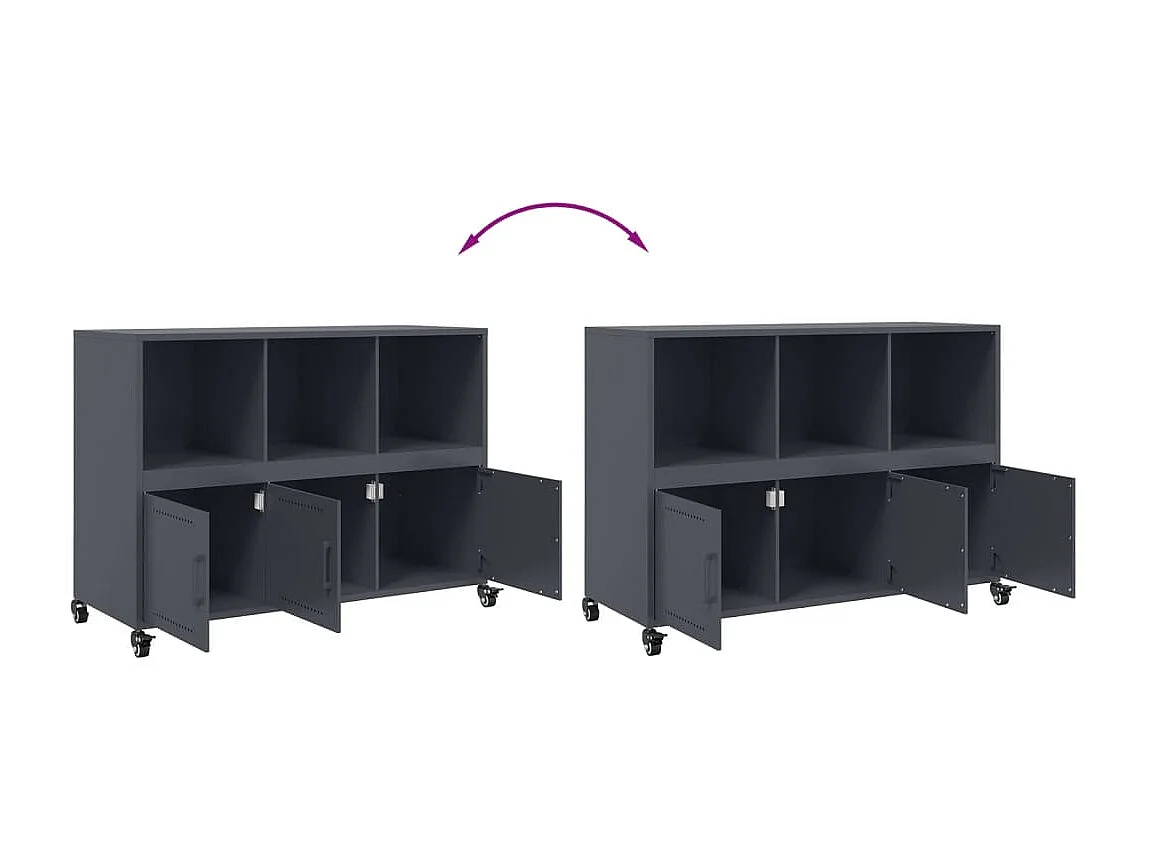 Buffet anthracite 100,5x39x72 cm acier