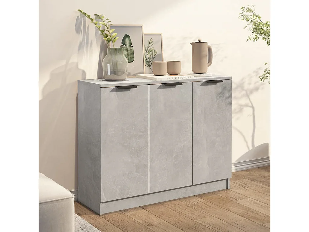 Betongraues Sideboard 90,5 x 30 x 70 cm Holzwerkstoff