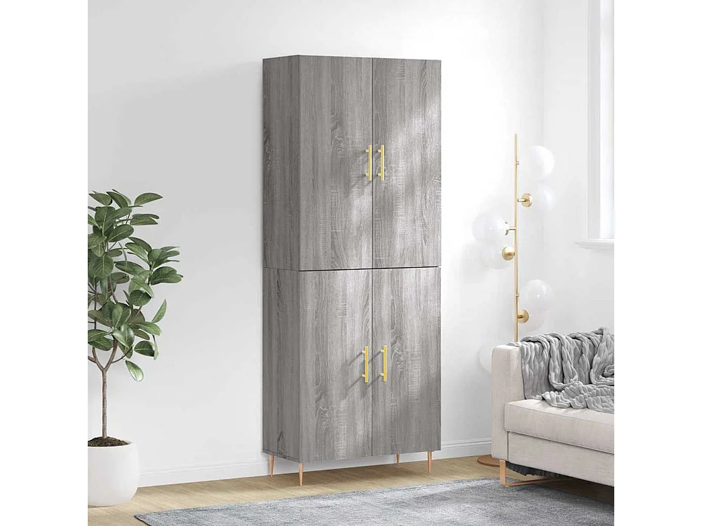 Buffet haut Sonoma gris 69,5x34x180 cm Bois d'ingénierie