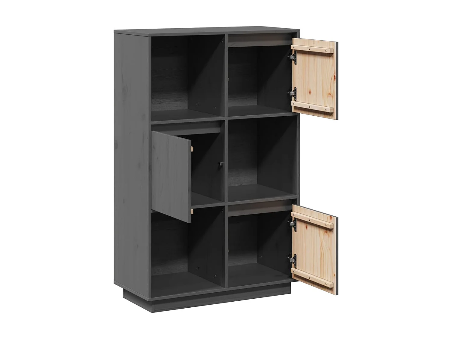 Hoog buffet Grijs 74x35x117 cm Massief grenenhout