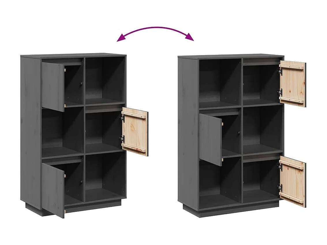 Hoog buffet Grijs 74x35x117 cm Massief grenenhout