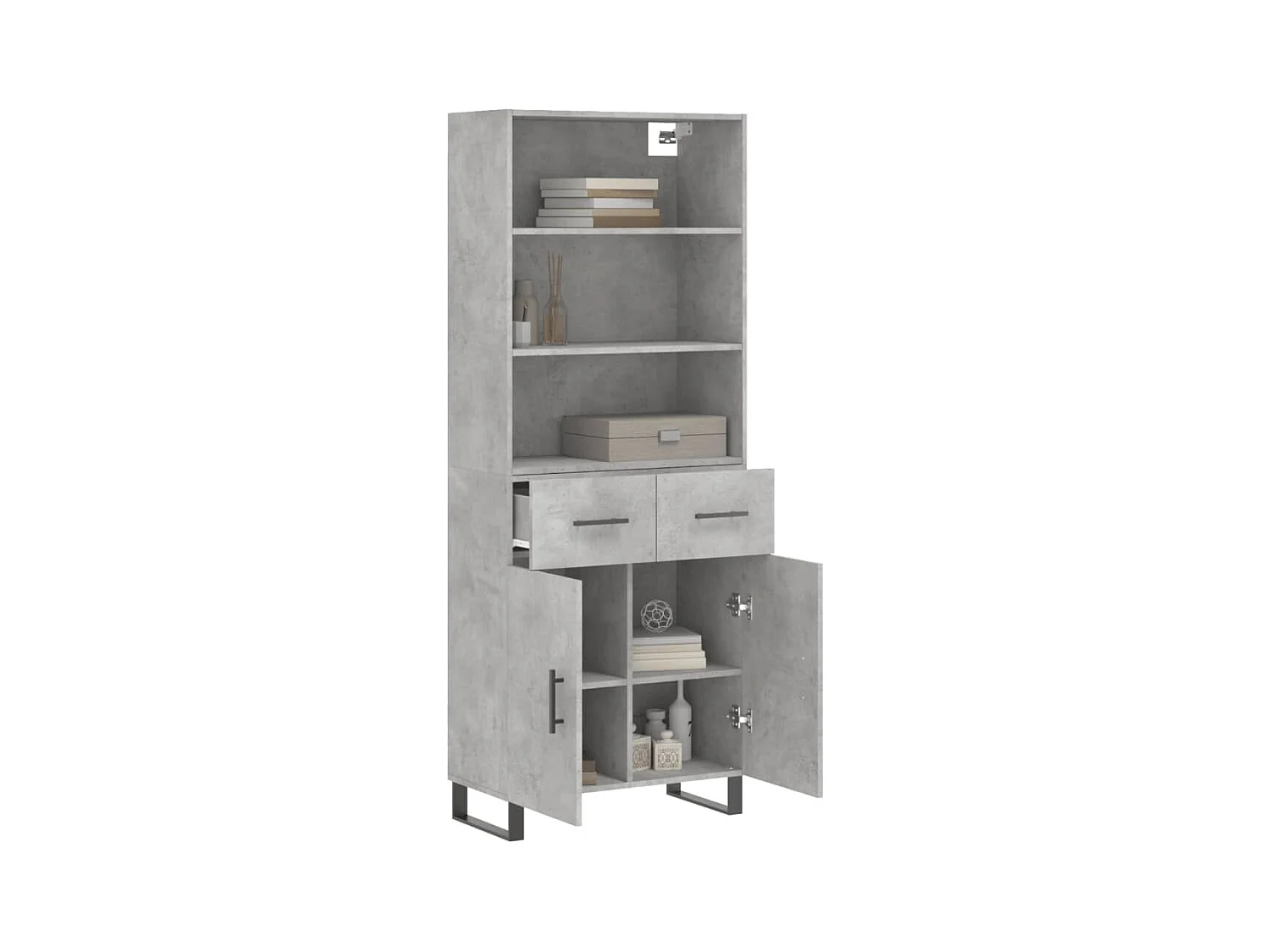 Hoge dressoir Betongrijs 69,5x34x180 cm Technisch hout