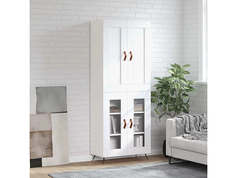 Wit hoog dressoir 69,5x34x180 cm Technisch hout