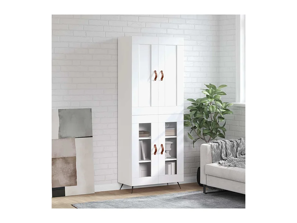 Buffet haut Blanc 69,5x34x180 cm Bois d'ingénierie