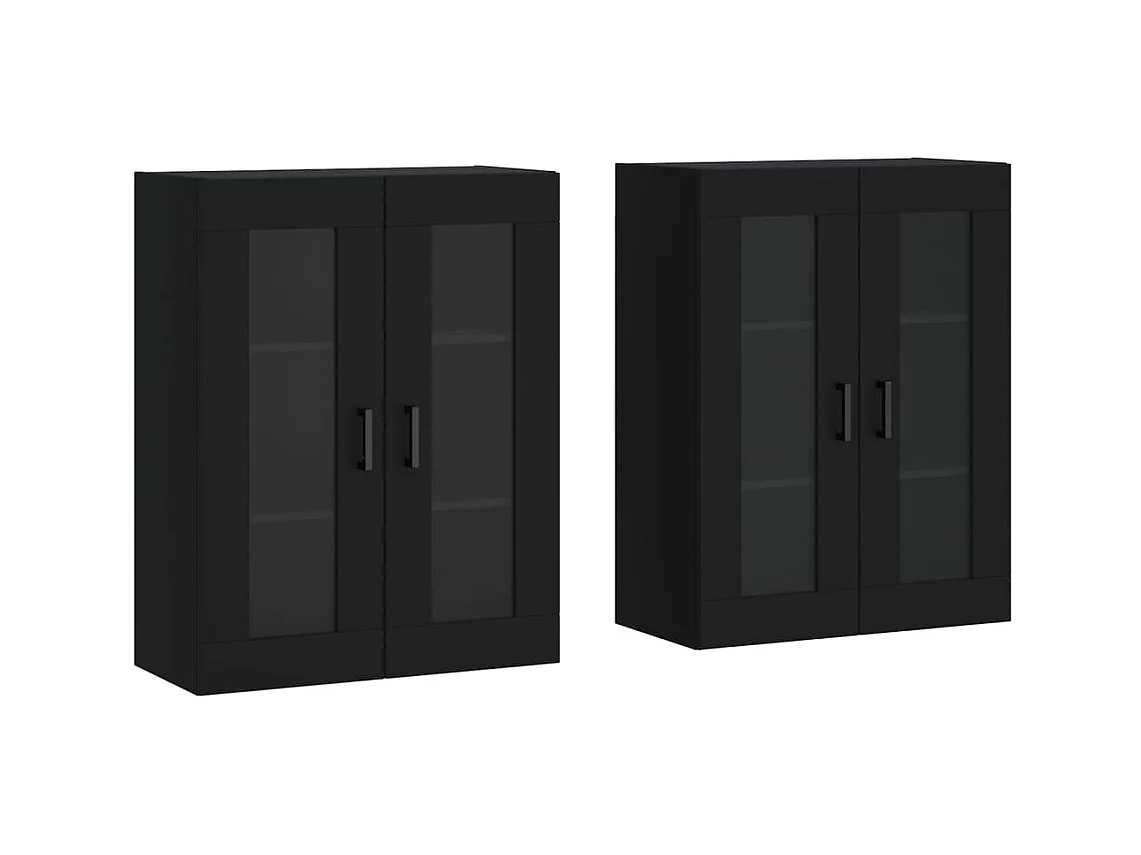 Armoires murales 2 pcs noir bois d'ingénierie